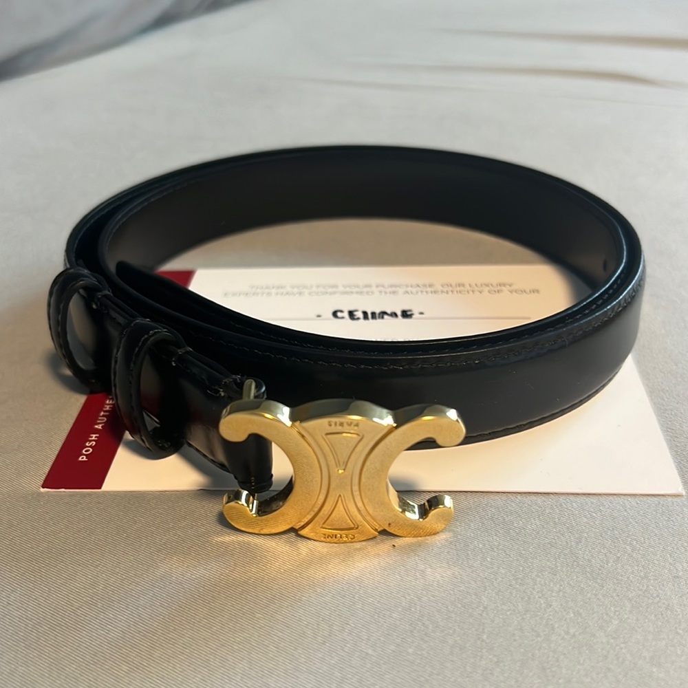 Celine Black Belt with Gold Buckle